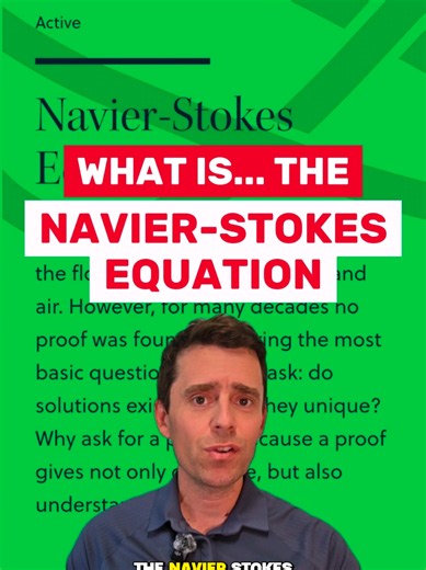 What is... the Navier-Stokes equation, and what is the problem we are trying to solve? Here is an explanation of the equations, the problem, and what has been proposed as solutions #math #mathtok #differentialequations #navierstokes #fluiddynamics