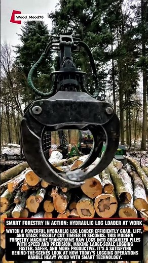 Smart Forestry in Action: Hydraulic Log Loader at Work #Logging #Forestry #Woodworking #Satisfying