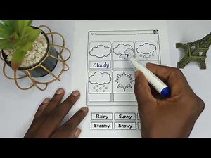 Describing the weather worksheets for Kids | Stormy, rainy, sunny, windy, Cloudy | For kids