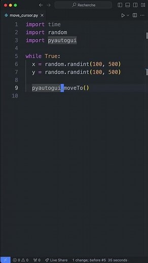 Ce Bot BOUGE TA SOURIS 🐍🖱️ #python #pyautogui #développement