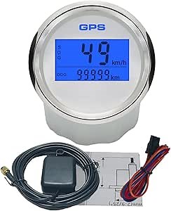 Amazon.com: ELING 2 inch Car Boat GPS Speedometer Gauge Kit Digital Odometer 0-99999.9 KM MPH Universal Type (White+Stainless Steel) : Automotive