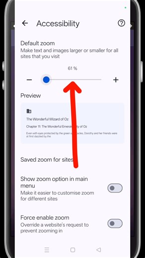 how to make Make text and images larger or smaller for all sites that you visit#shorts #oppo #mobile