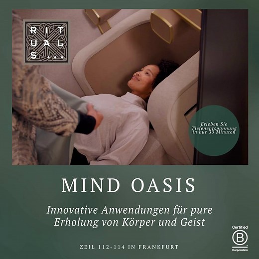 Lassen Sie den Alltagsstress hinter sich in unserer neuen Mind Oasis in Frankfurt. Erleben Sie eine Kombination aus traditionellem Wissen und moderner Wissenschaft und schenken Sie Geist und Seele mentale Entspannung durch meditative Klänge, Massageanwendungen und Licht. | Rituals Cosmetics