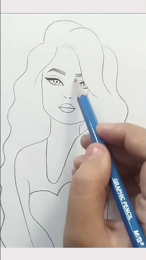 رسم سهل | تعليم رسم بنت كيوت مع شعر طويل بالرصاص خطوه بخطوه للمبتدئين بطريقة سهلة | رسم بنات كيوت