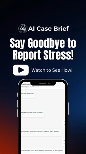 AI Case Brief on Instagram: "Say goodbye to long contracts and complex dashboards. AI Case Brief is designed for ON THE GO officers, quick, practical, and built to help YOU. ✅ Write stronger, clearer reports in seconds ✅ Avoid articulation errors ✅ Recall case law instantly ✅ Eliminate inconsistencies ✅ Build strong legal grounds ✅ Protect your credibility in court Ready to streamline your report writing and make your job easier? Start using AI Case Brief today! Visit aicasebrief.com and take yo