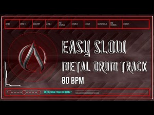 Easy Slow Metal Drum Track 80 BPM (HQ,HD)