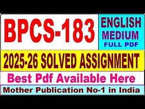 BPCS 183 solved assignment 2025-26 || bpcs 183 solved assignment 2026 in English || ignou bpcs183