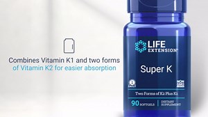 Life Extension Super K, Vitamin K Supplement, 2000 Mcg Vitamin-K and 1180 Mcg Vitamin K2, Heart Health, Once-Daily, 90 Softgels (Pack of 2)