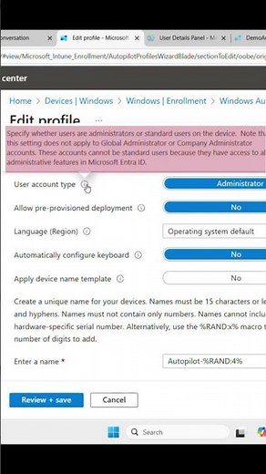 Windows Autopilot User Types Admin vs Standard Explained #intune2025 #ai #education #interview
