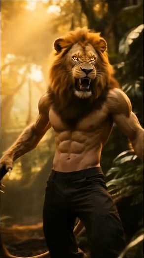 When Man Becomes Lion: Epic Transformation Begins! #short #blitztransform #humanhybrid