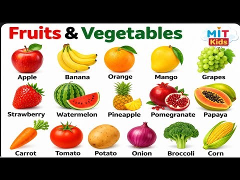 Learn 100 Fruits & Vegetables 🍎🥦 | Names in English for Kids & Toddlers