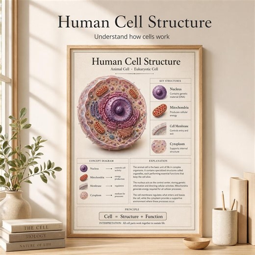 Animal Cell Structure Diagram | Biology Wall Art, Homeschool Science Chart (PDF Download) - Etsy