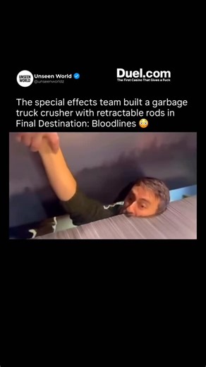 Unseen World on Instagram: "The Final Destination team took realism to another level. 😳 For one of the movie’s most brutal scenes, the special-effects crew actually built a working garbage-truck crusher — engineered with retractable safety rods so the actor could perform inside it without being harmed. That’s the kind of practical effect that makes Final Destination: Bloodlines (2025) so terrifyingly real."