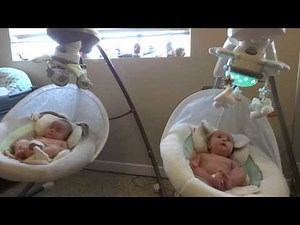 Snugabunny and My Little Lamb Cradle 'n Swing 3 Month Old Twins Wyatt and Jasper