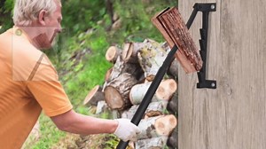Wall-Mounted Log Splitter - Heavy Duty Firewood Splitter with Steel Construction, Safety Lock, and Easy Installation for Efficient Wood Splitting at Home or Outdoors
