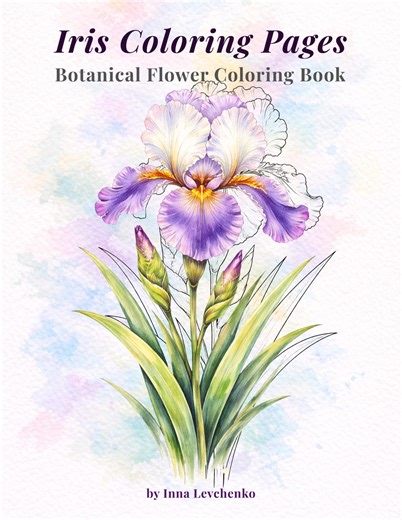 Iris Coloring Pages, Botanical Flower Coloring Book, Printable PDF, Adult Coloring, Floral Line Art, Instant Download, 8 Pages - Etsy