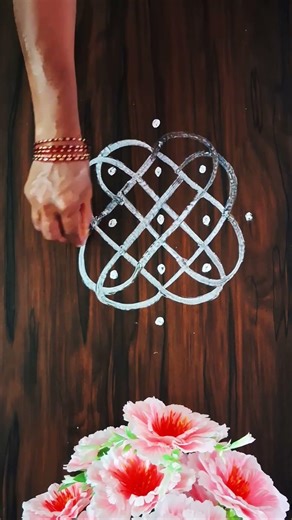 Simple 5x1 rangoli design | kolam | muggulu | simple rangoli | free hand rangoli