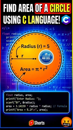 How to Calculate Area of a Circle in C ⭕️#coding|C Programming for beginners #mr_odl#clanguage#viral