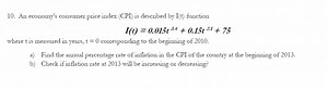 10. An economy's consumer price index (CPI) is described by I(t... | Filo