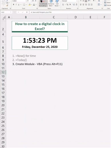 How to Create Digital Clock ⏰ in Excel 🤯😮 #excelvisulization #exceltips #DashboardDesign #ksa🇸🇦 #excel