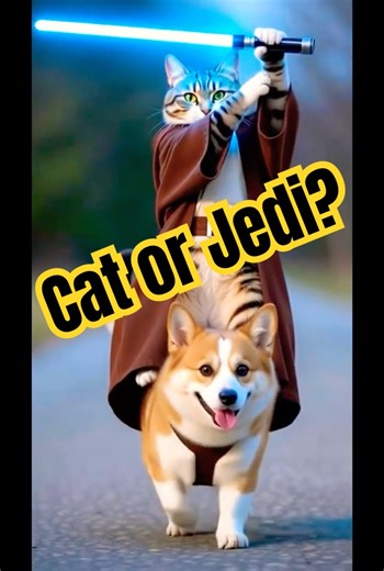 Jedi Cat Rides a Dog with a Lightsaber | Epic Funny Animal Short 🐱⚔️🐶 #shorts