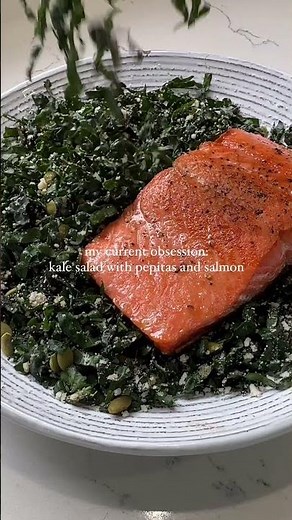 Fall Kale Salad with Pan Seared Salmon