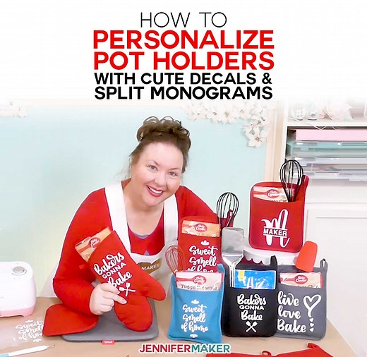 Personalized Pot Holder Gifts with Split Monograms & Sweet Sentiments