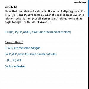 Ex 1.1, 13 - Show that R = {(P1, P2): P1 and P2 have same