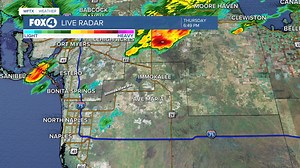RADAR UPDATE: Scattered thunderstorms continue across the area this evening. The strongest storm which had a warning earlier has weakened in Hendry Co. Another storm is moving into south Lee Co. & northern Collier Co. will pass just south of Bonita Springs within the next half hour. Storms will be capable of heavy rainfalll, gusty winds and small hail. #flwx | Fox 4