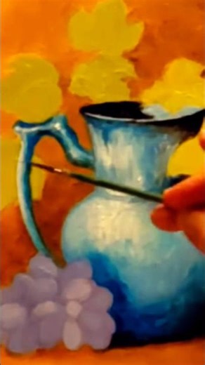 Oil Painting for Beginners, paint a turquoise vase, pitcher / #art #myart #shorts #short