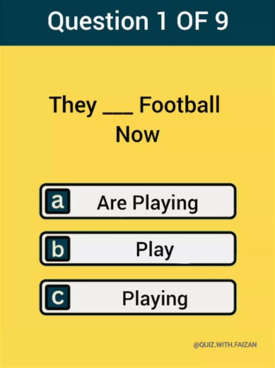 Test your English grammar with this fun Present Continuous quiz! 🎯 Choose the correct answer and practice what’s happening right now. Perfect for beginners and ESL learners—pause and try! 💬📘 #englishgrammar #presentcontinuous #learnenglish #esl #grammartest