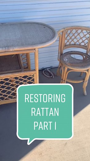 Restoring Rattan part 1! #rattan #rattanfurniture #thrifted #wicker #boho #bohemian #wickerfurniture