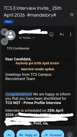 25th APRIL 2026 interview #tcs #tcsnqt #tcsinterview #tcsresults