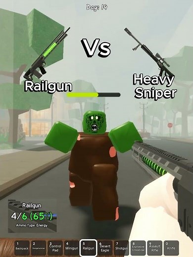 Railgun Vs Heavy Sniper Zombie Roblox survive the apocalypse #roblox #survivetheapocalypse