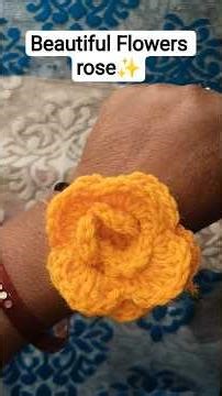 Crochet craft Rose flower bow 💡 How to knit bow ✨ woolen crochet pattern #trendingshorts #handmade👍