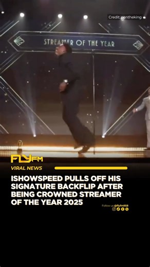 Fly FM Malaysia on Instagram: "IShowSpeed won The Streamer Awards on Dec 6, 2025, winning Streamer of the Year for the second year in a row, bagging Best IRL Streamer, delivering an emotional speech and closing it all with his signature onstage backflip. Source: dailyhiphopondemand 🎥: pentheking Follow @flyfm958 for more updates & other trending news. #flyfmnews #flynews #ishowspeed"