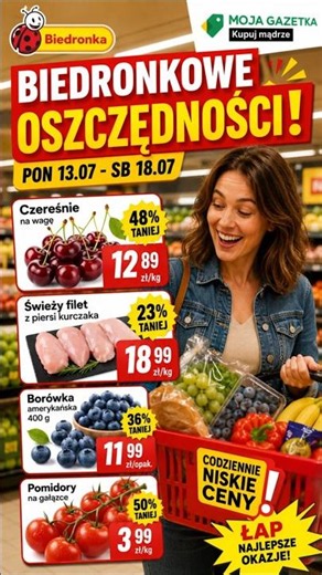 Biedronkowe oszczędności 👉 CODZIENNIE NISKIE CENY🔥| Co kupić w Biedronce 13–15 lipca?