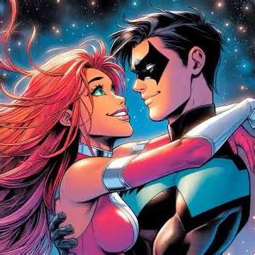 Nightwing and Starfire Kiss #batman #hilariousmatrimony #comics #starfire