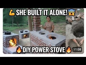🔥 SHE BUILT IT ALONE: DIY Outdoor Kitchen & Rocket Stove from Bricks That Saves Money