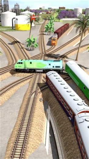 Kereta Api Expres Super Melintasi Tikungan Persilangan #train #indianrailways #railway #railroad