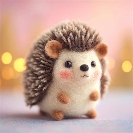 Cute Hedgehog Needle Felted Figurine, Handmade Wool Mini Animal Sculpture, Cozy Desk Decor, Woodland Mushroom Scene, Whimsical Felt Art Gift