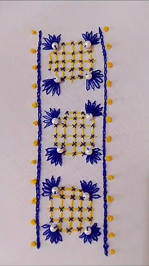 easy hand embroidery border design step by step tutorial #handbroidery #shorts