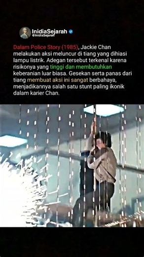 jackie chan mempertaruhkan keselamatannya dalam aksi tiang listrik paling ikonik di police story