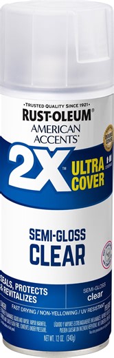 Clear, Rust-Oleum American Accents 2X Ultra Cover, Semi-Gloss Spray Paint-327865, 12 oz