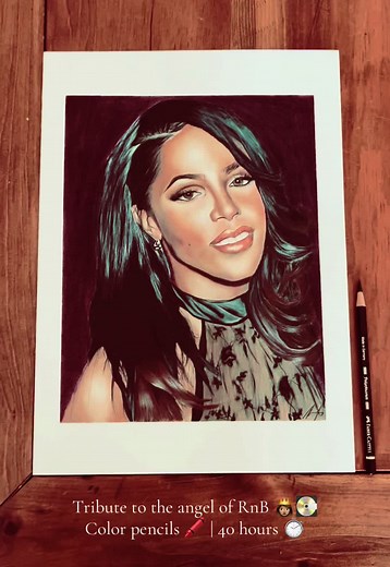 Aaliyah Tribute Drawing Process in Colored Pencils