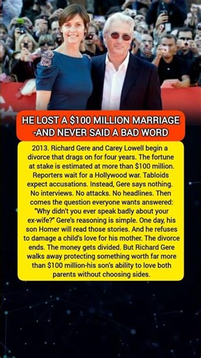 He lost a $100 million marriage — and never said a bad word 💔 #shorts #hollywood #richardgere