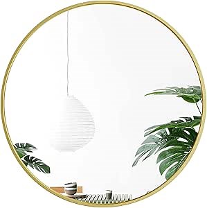 42" Gold Round Mirror,Large Circle Bathroom Mirror for Wall,Modern Metal Frame Oversized Vanity Mirror for Washroom,Entryways,Living Rooms,Locker Room