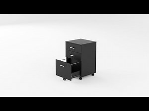 DEVAISE | Black 16.1"W Wood 3 Drawer Mobile File Cabinet Assembly 2022
