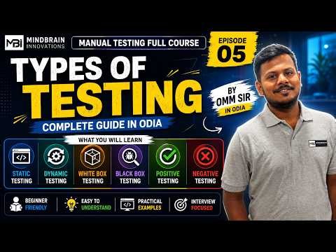 🔥 Types of Testing Explained | Static vs Dynamic, White Box vs Black Box | Omm Sir | EP 5 | Odia