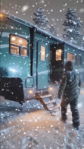 ❄️🚌 Inside Modern RV Living & Cozy RV Camping in Snow Storm Adventure #rvlife #snowcamping #rvliving